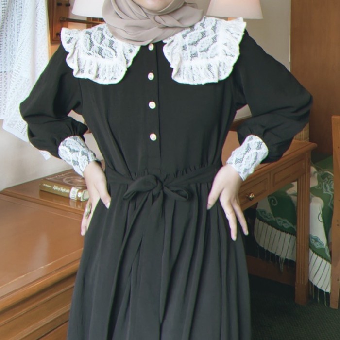 SERENA DRESS PLAIN BLACK VINTAGE DRESS HIMEKA VINTAGE