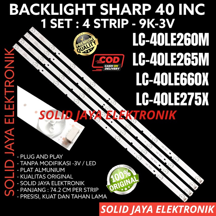 BACKLIGHT TV SHARP 40 INC LC 40LE260 40LE265 40LE660 LAMPU BL LED INCH OBRAL