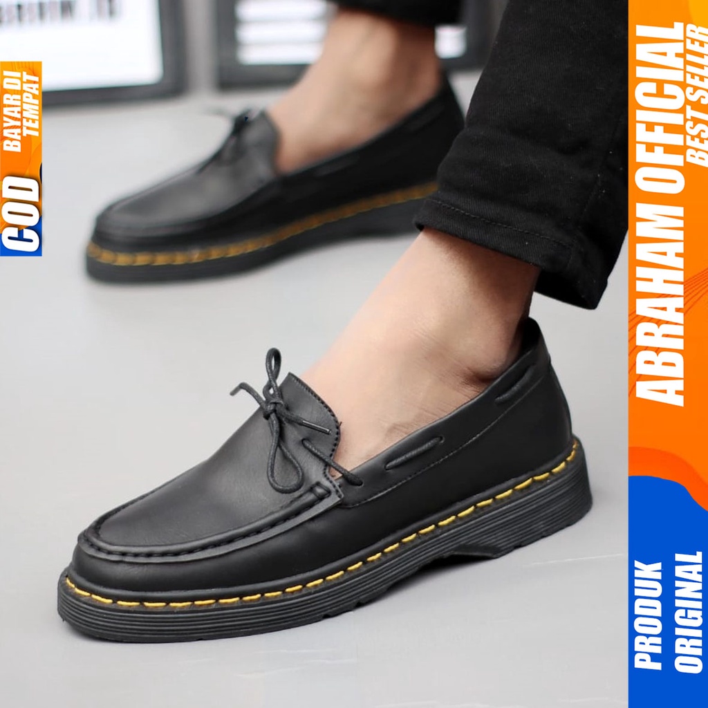 Sepatu Pantofel Formal Docmart Low Boots Kerja Pria Hitam Abraham Oliver