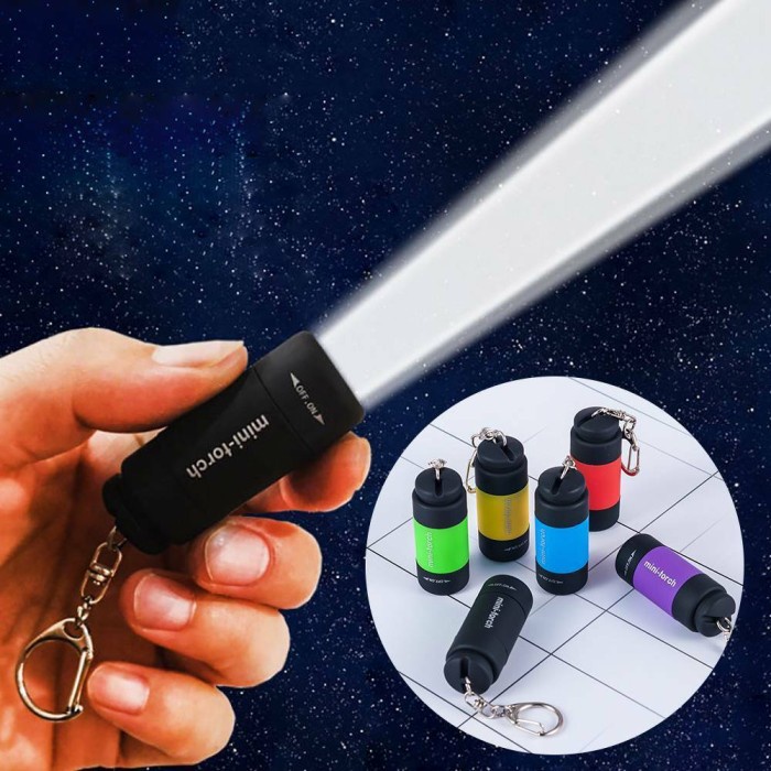 Senter LED Mini Torch Keychain Gantungan Kunci Recharge USB Waterproof