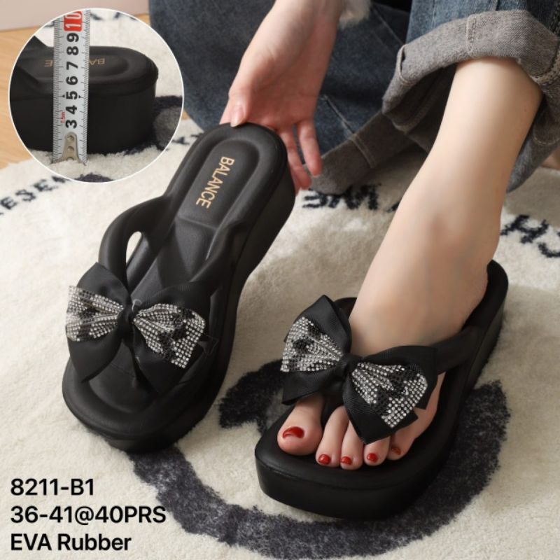 Sandal Jepit Tebal Mellisa 4.5 cm/ Wedges Jelly Wanita Balance 8211SM