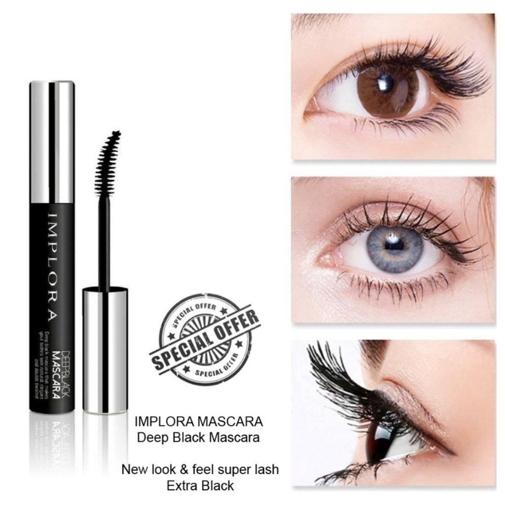 Implora Deep Black Mascara 100% Original - Maskara Implora Waterproof Ori - Maskara Waterproof Anti 
