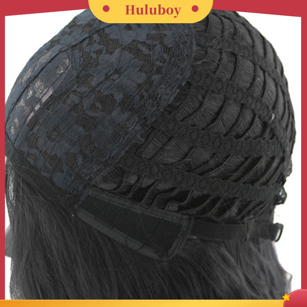 Rambut Palsu Model Panjang Sedang Keriting Warna Gradien Bahan Sutra Suhu Tinggi