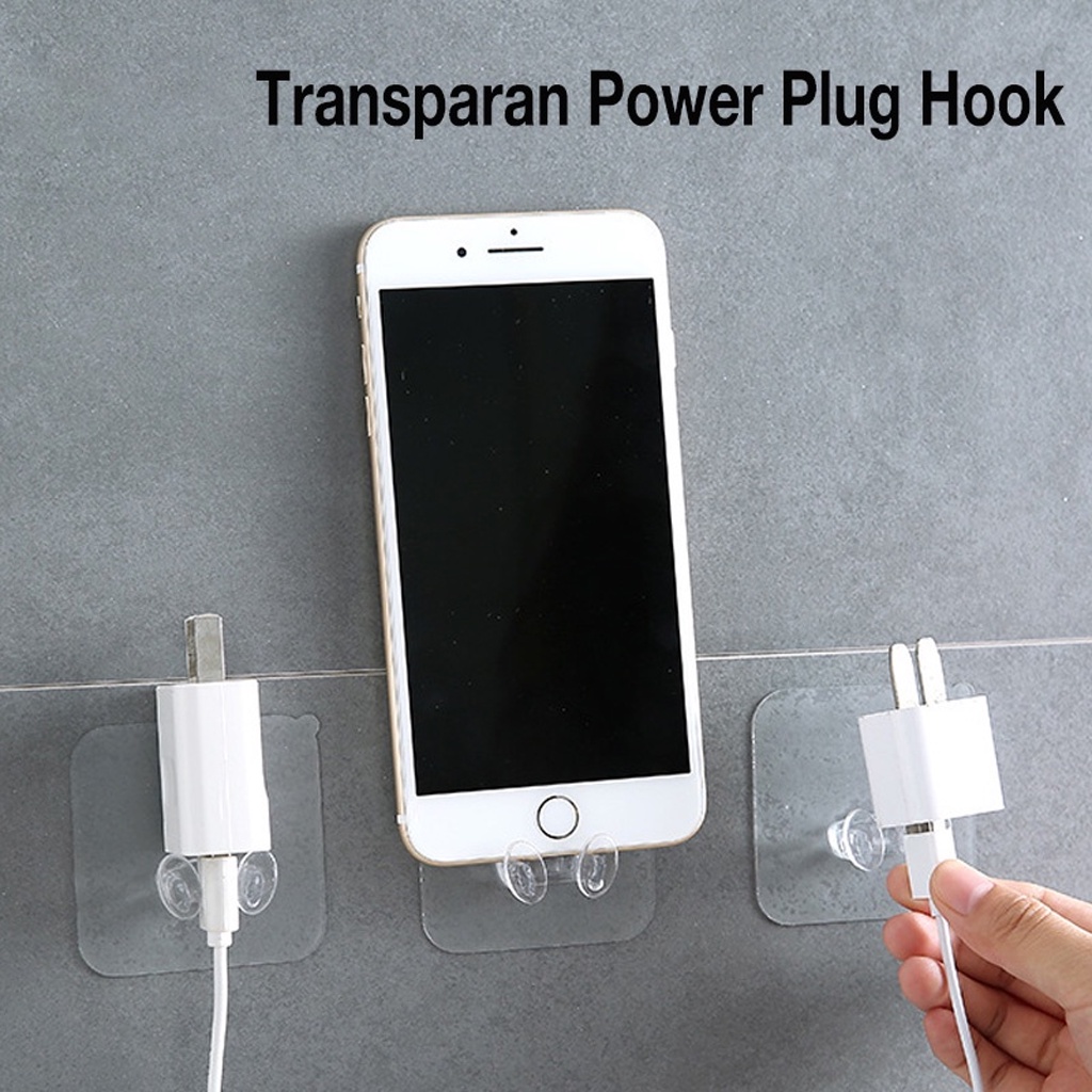 Gantungan Colokan Kepala Steker Listrik / Transparan Power Plug Hook / Hook Steker Gantungan Colokan