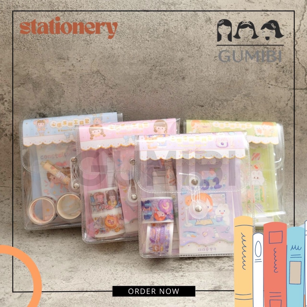 

PAKET WASHI TAPE JBE -SCD POUCH BENING WASHI TAPE / PLASTIC BAG SET 4 IN 1 CUTE GIRL TERLUCU IDE KADO SOUVENIR GUMIBI STORE