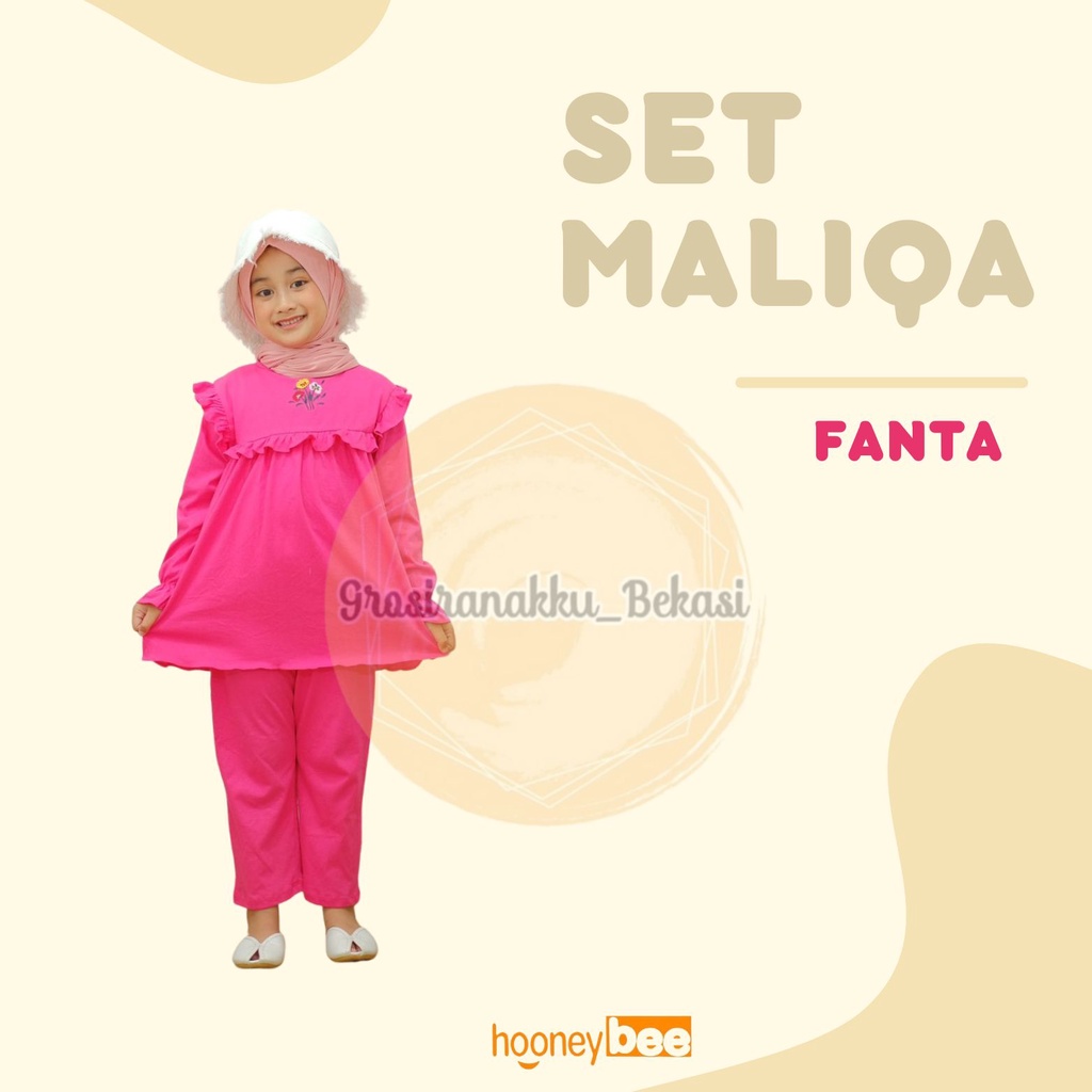 Setelan Anak Cewek Maliqa Hooneybee Warna Fanta Size 2-10 Tahun
