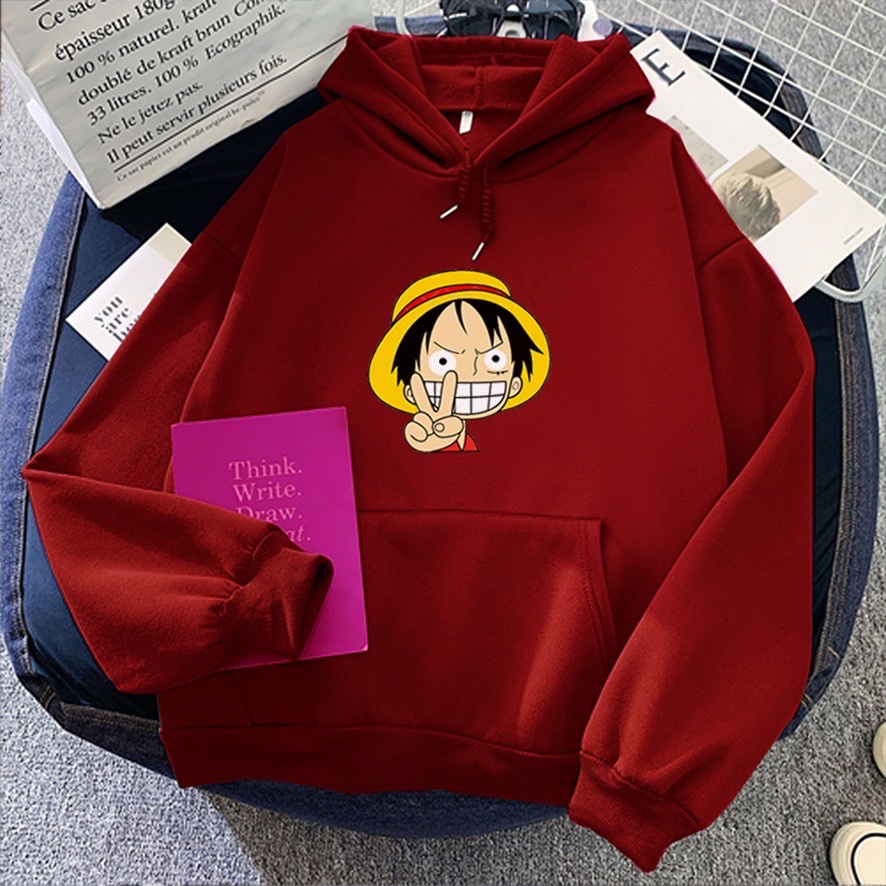 LUFFY Smile &amp; PEECE Jumper Hoodie II  Sweater Hoodie Trendy II Sweter Oblong Topi Sz M - XL ( Pria &amp; Wanita / Anak &amp; Dewasa )