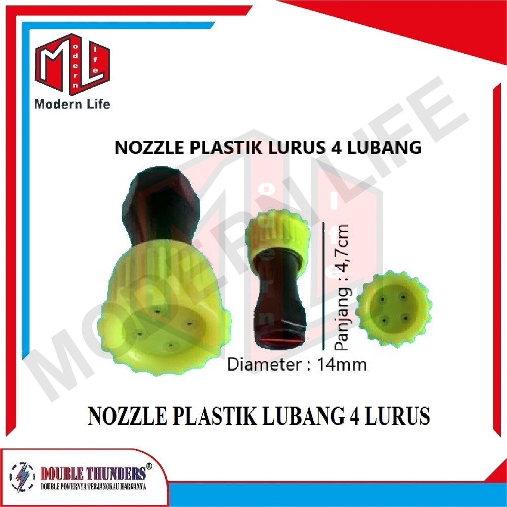 Nozel Spuyer Spayer Nozzle Plastik Lubang 4 Gagang Lurus Kabut DT