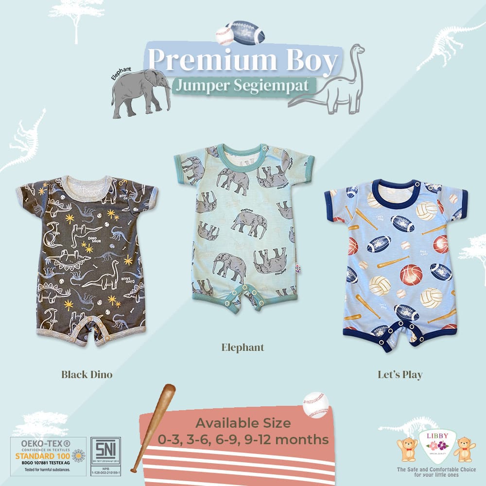 Libby Baju Kodok Segiempat Premium Series Size 0-9M ROMPER BAYI
