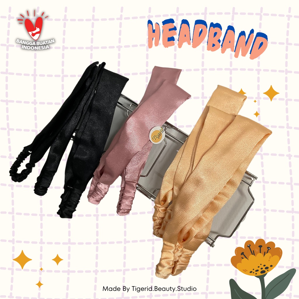 HEADBAND KOREA Karet Satin / Headband Bando Satin / Bandana Korea