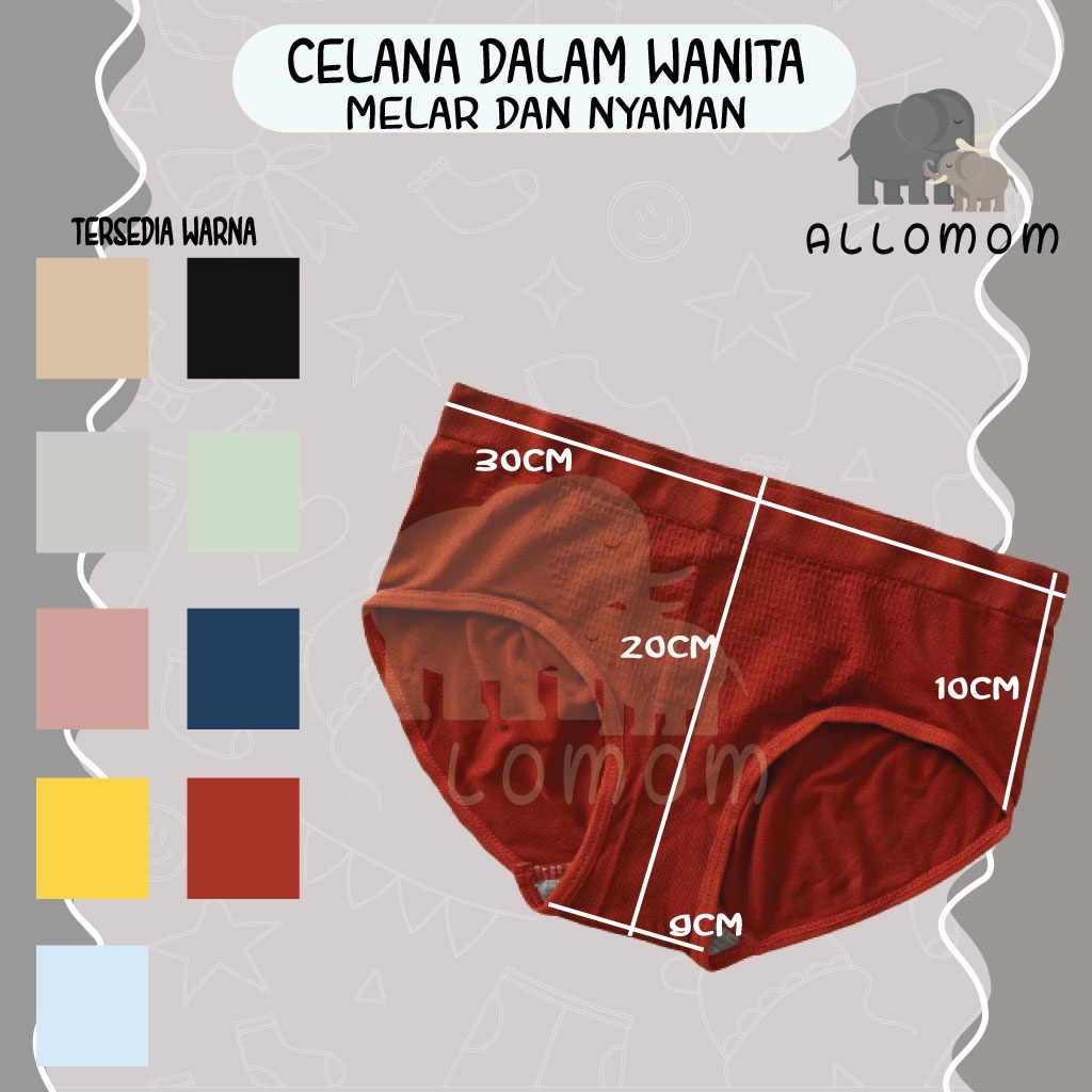 Celana Dalam Wanita Underwear Cewek Polos Gaya Korea Mid Waist Bahan Katun Pakaian Dalam CD Premium Panties Perempuan Korean Style Nyaman Melar