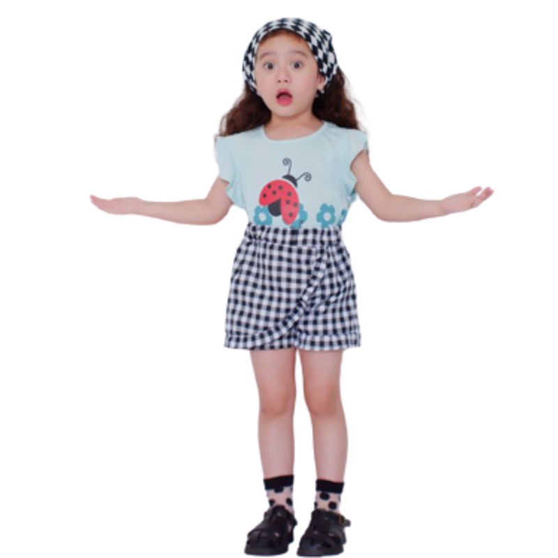 Tokomilkan - Setelan Baju Anak Perempuan Lady Ruffle | Baju Anak Perempuan Bahan KATUN