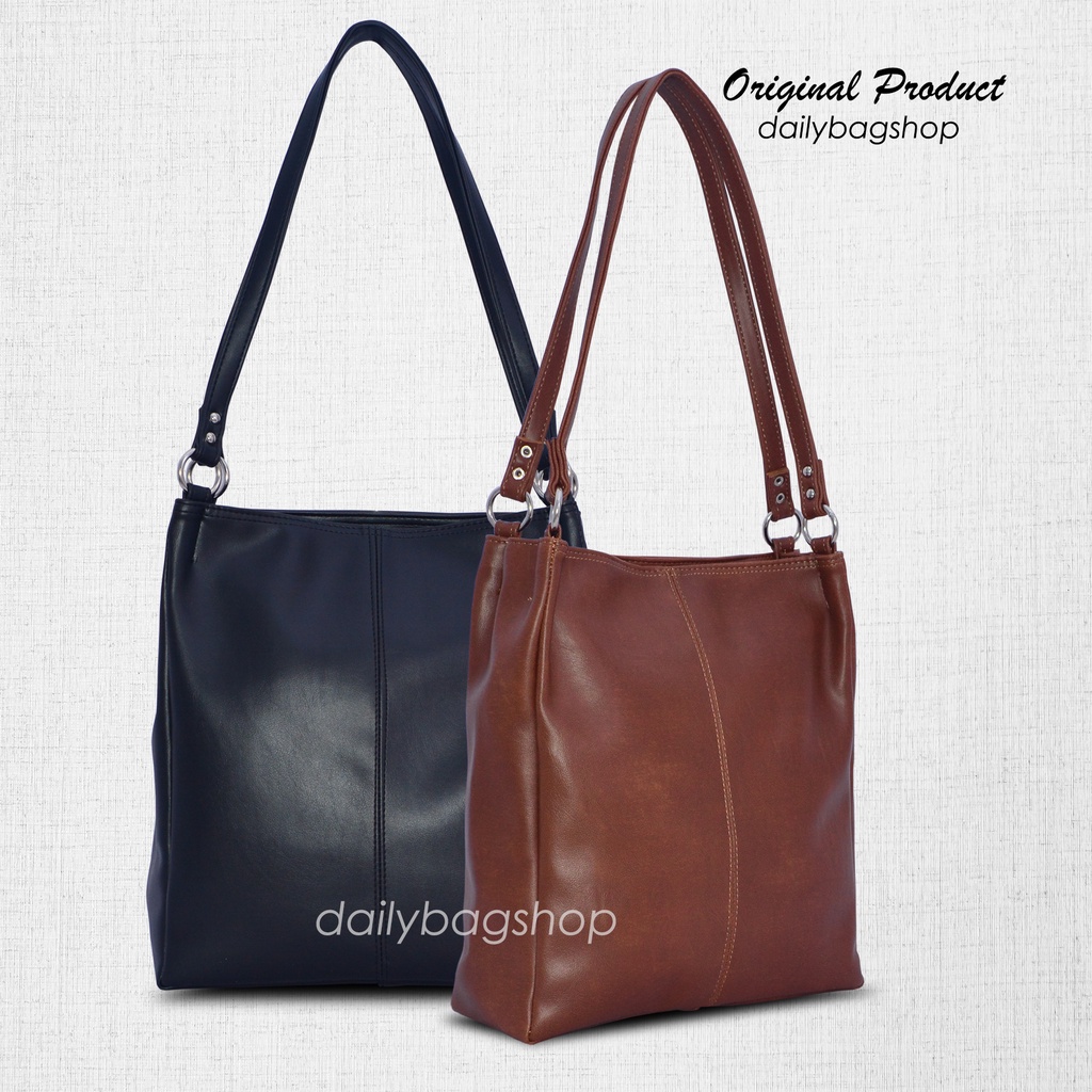 Tas Wanita Remaja Tote Bag Kulit PU Leather Ootd Untuk Bekerja Ke Kantor Kampus Jalan Jalan Daily Vivian Simpel Minimalis Elegan Material Kulit Glossy