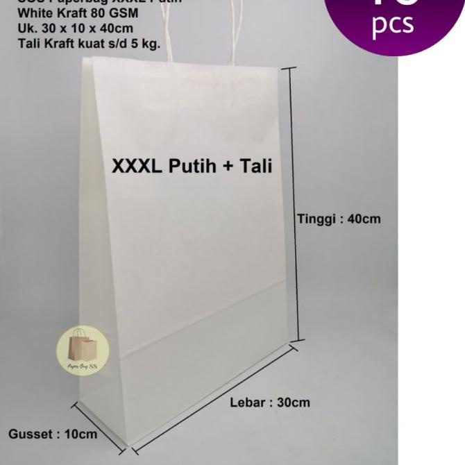 

DAPATKAN SEGERA Paperbag Tali XXXL Putih 30x10x40 cm++