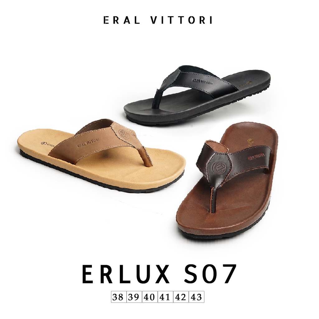 Eral Vittori - Erlux S07 Sandal Jepit Pria Kulit Kasual Harian