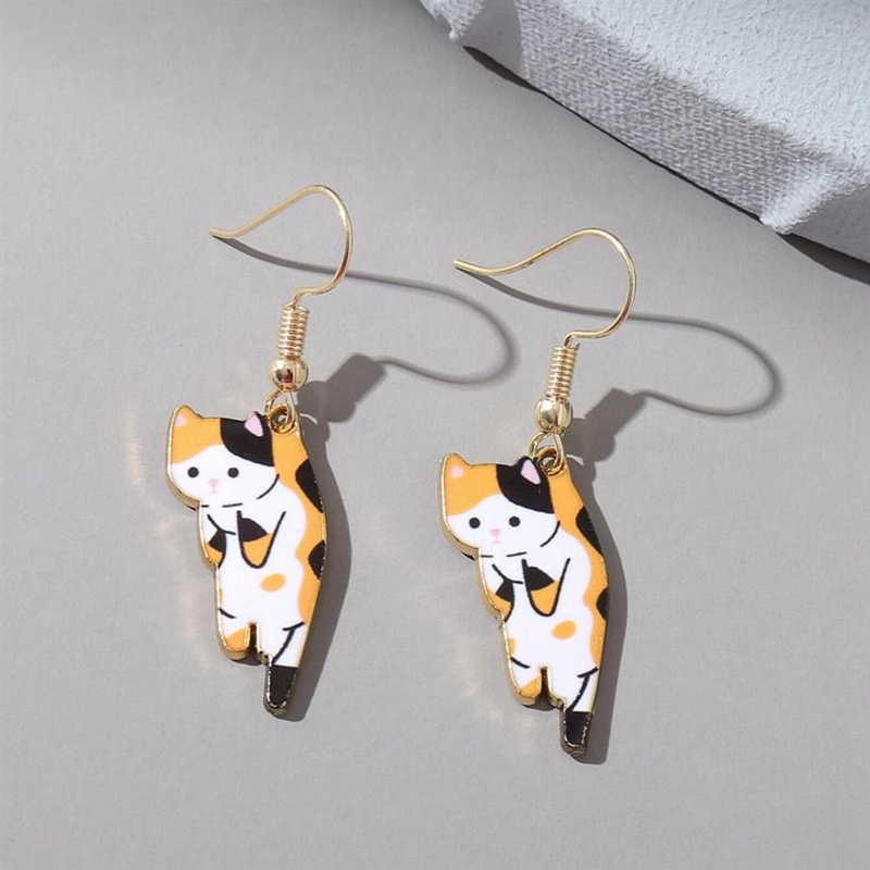 Fancyqube Trendi Lucu Kitten Ear Hook Kartun Gadis Bunga Kucing Anting Tekstur Manis Dan Segar Anting-Anting