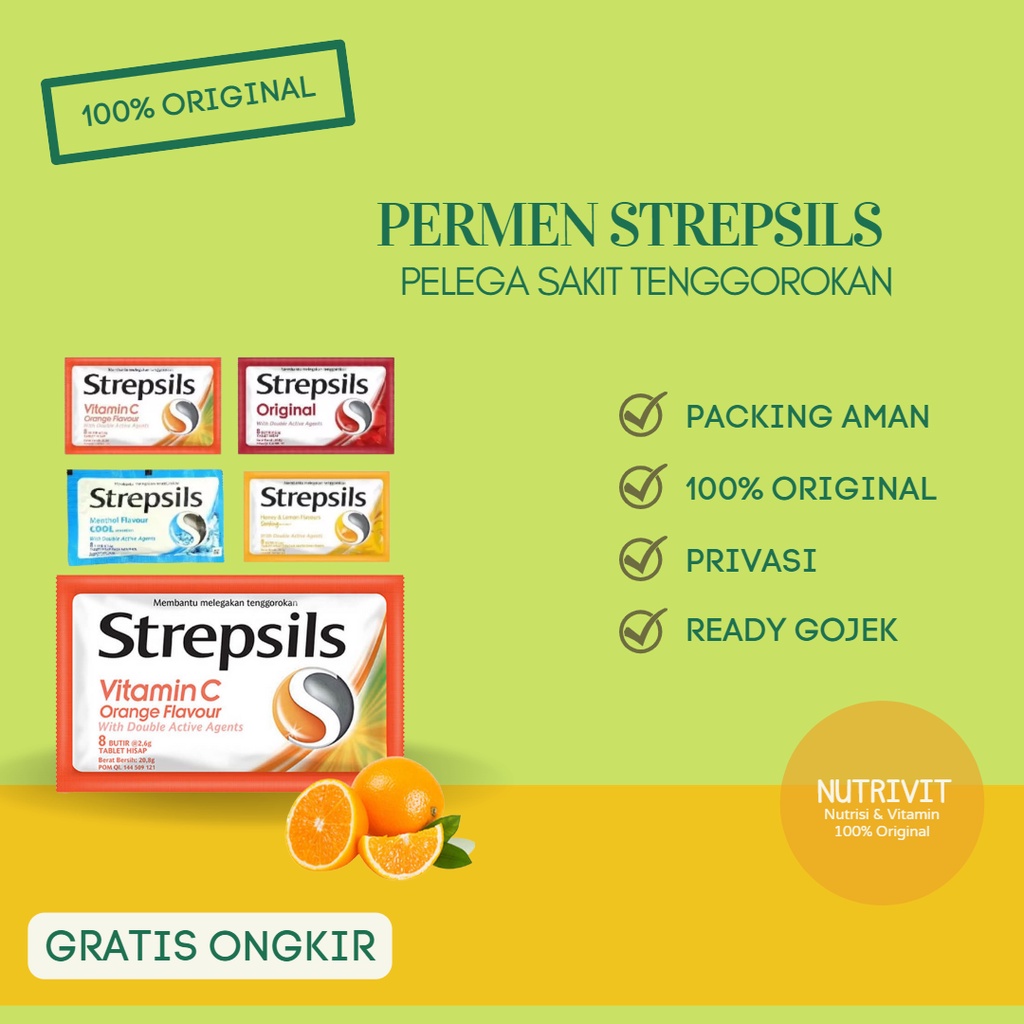 PERMEN STREPSIL ISI 8 COOL/ ORIGINAL/ HONEY LEMON