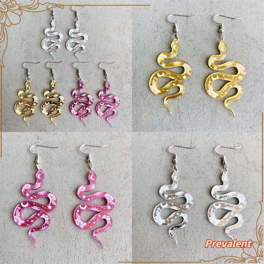 Preva Anting Juntai Ular Ular Lucu Bulan Hati Pink Kuning Akrilik