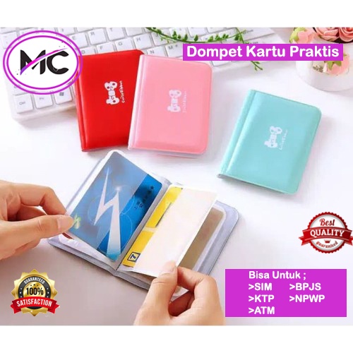 Dompet Kartu Wanita Pria Tempat Menyimpan ATM SIM KTP Mini Dompet Id Card Dompet Kartu Kulit 12 Slot Card Holder Korea Dompet Kartu Cutie Ribbon Murah