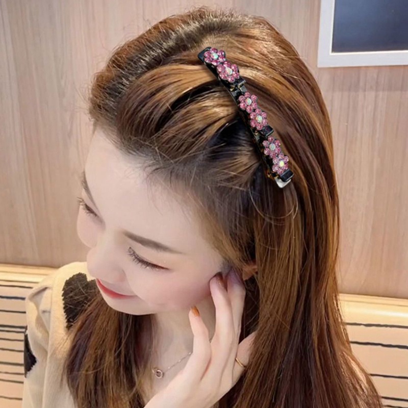 3pcs Jepit Rambut Kepang Kristal Fashion Duckbill Clip Fashion Double Layer Hair Clip Dengan 3jepitan Kecil Manis Jepit Poni Lucu Untuk Wanita &amp; Anak Perempuan