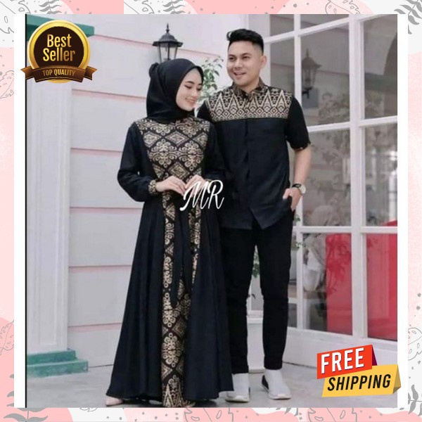Bsju Pasangan Suami Istri Premium Set Gamis Keluarga Pakaian Cupel Lebaran 2023 Bj Kopel Kondangan B