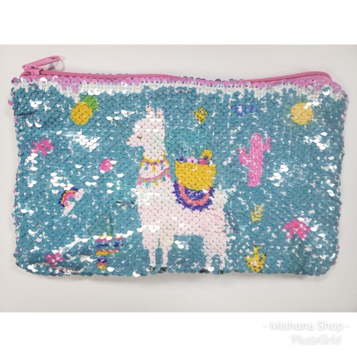 

Tempat Pensil Anak / Pouch Serbaguna Flip Sequin Unicorn Rainbow #Original