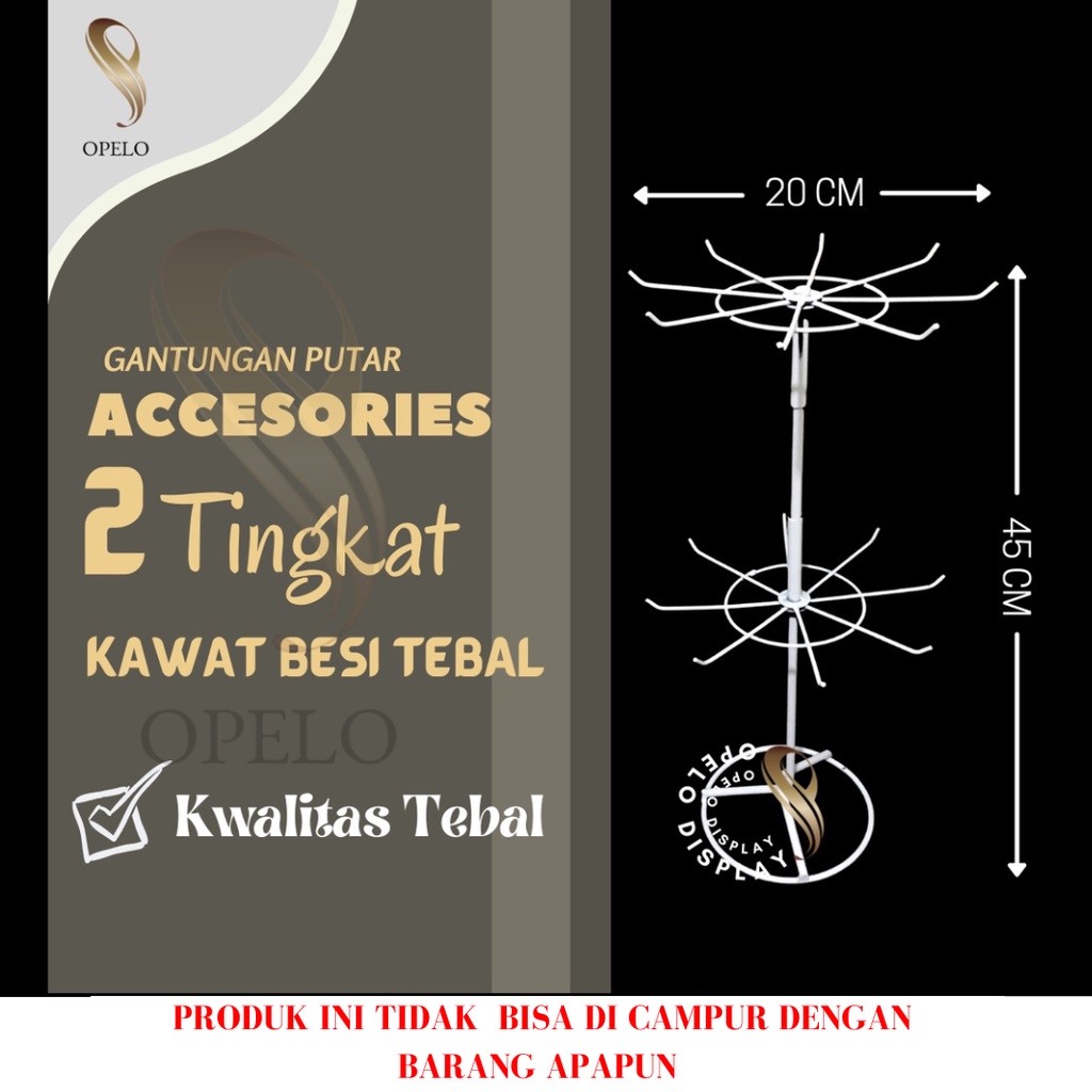 RAK DISPLAY MATAHARI PUTAR ACCESORIES PUTARAN KAWAT 2 SUSUN / GANTUNGAN MASKER