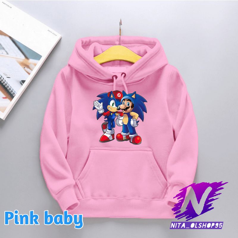 hoodie anak sonic dan super mario