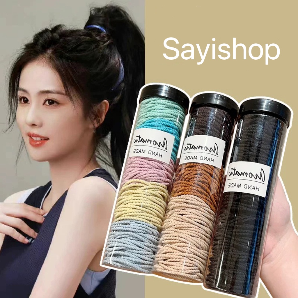 Sayishop 100pcs Ikat rambut ponytail bahan karet elastis tahan lama untuk wanita