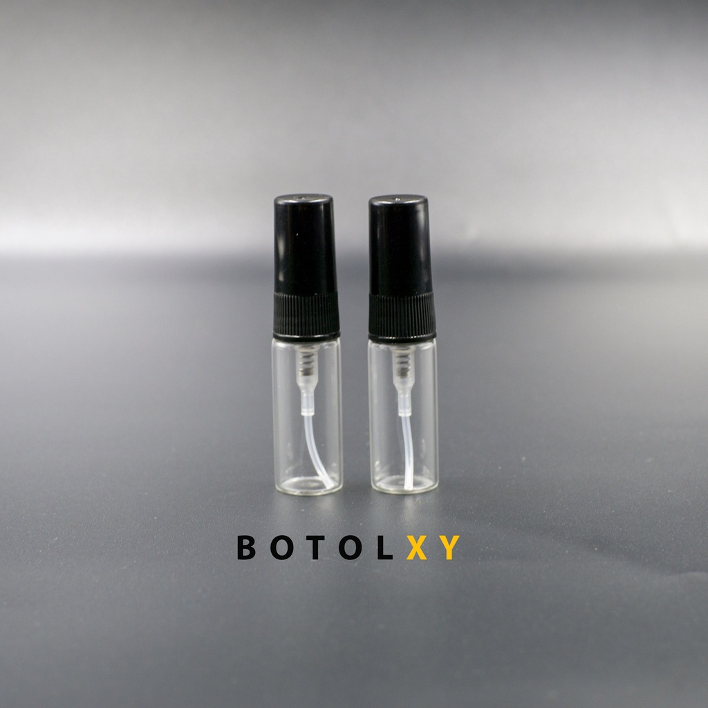 Botol Spray Kaca 3ml Refill Parfum Vial Travel Size Decant TUTUP HITAM