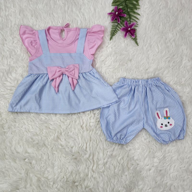 baju bayi perempuan Stelab celana pita Bunny