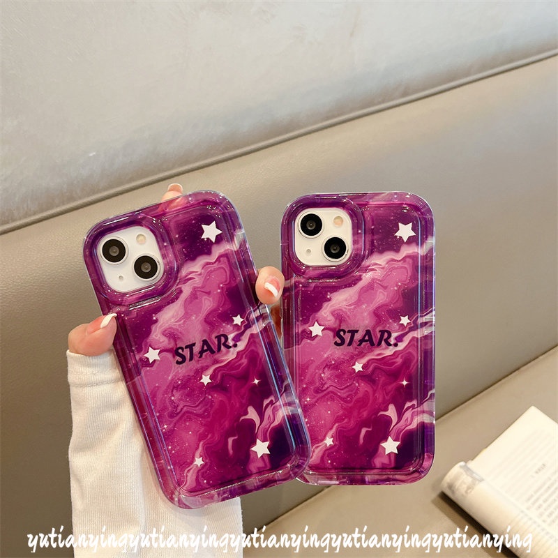 IPHONE Case Kompatibel Untuk Iphone11 14 13 12 Pro MAX 7Plus 8Plus 6 6S 7 8 Plus XR X XS MAX Marble Gradient Starry Sky Star Airbag Shockproof Soft TPU Penutup Belakang Anti Jatuh