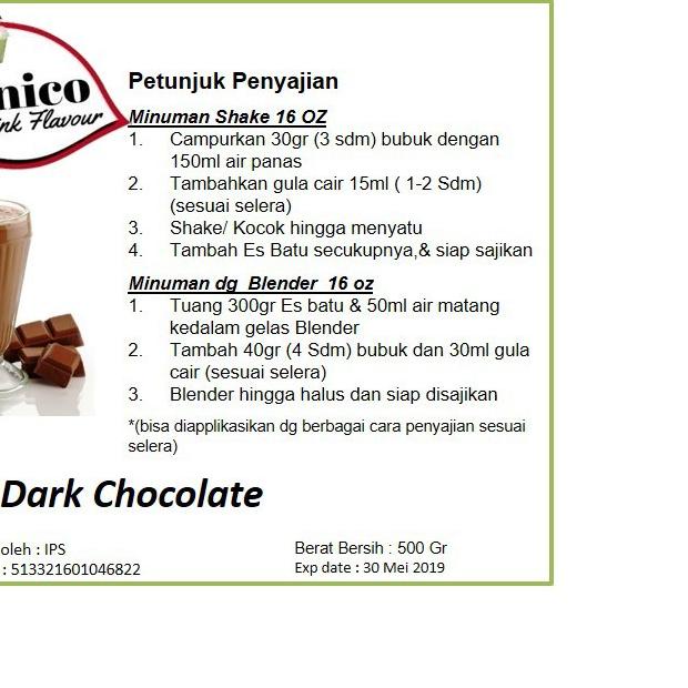 

SALE✅BONICO DARK CHOCOLATE powder 500Gr Bubuk minuman drink powder Ice Blend Milk Shake Smoothies COKLAT|RA6