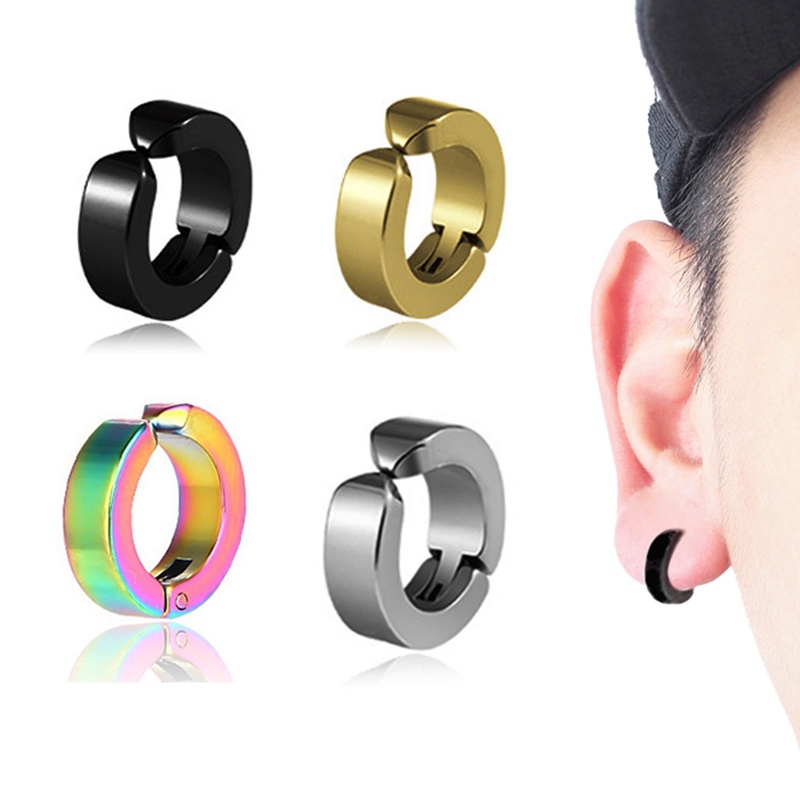 1pc Fashion Pria Stainless Steel Huggie Hoop Earrings