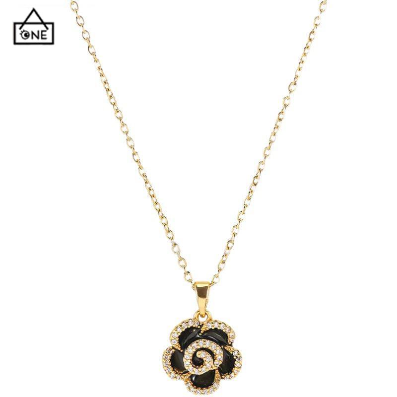 COD❤️Kalung Wanita Gaya Korea Makna Desain Camellia Liontin Rantai Selangka Untuk Perhiasan Wanita-A.one