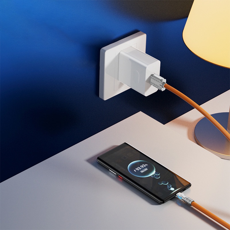 180°Berputar 120W Kabel Charge Super Cepat 6A Silikon Cair USB C Charge Kawat Untuk i-Phone Tipe C Jalur Cas Ponsel