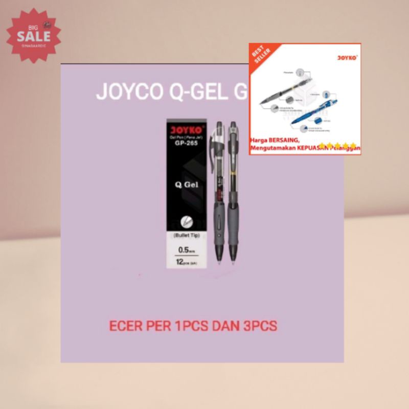 

Gel Pen Joyko Q Gel GP 265 / GelPen QGel GP-265 0.5 mm / Pulpen JK GP265 Hitam Biru Merah Cetek(ORIGINAL PRODUK)
