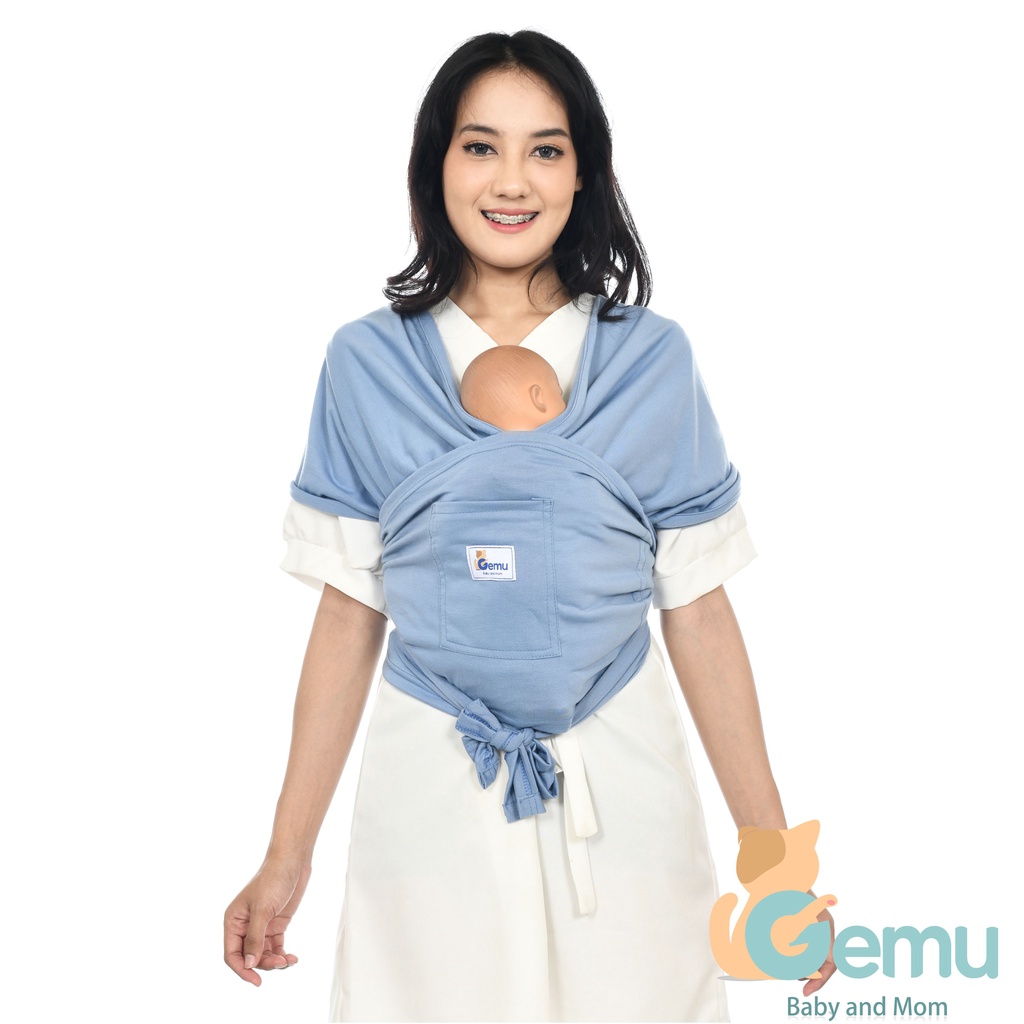 GEMUBABY Gendongan Bayi Depan M Shape Baby Wrap 3in1 Geos Baby Instan Premium with Sash Belt Warna Soft