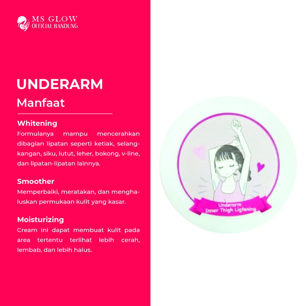 Underarm Cream MS GLow / Pemutih / Pencerah Ketiak Termurah Berkualitas By Msglowofficialbandung