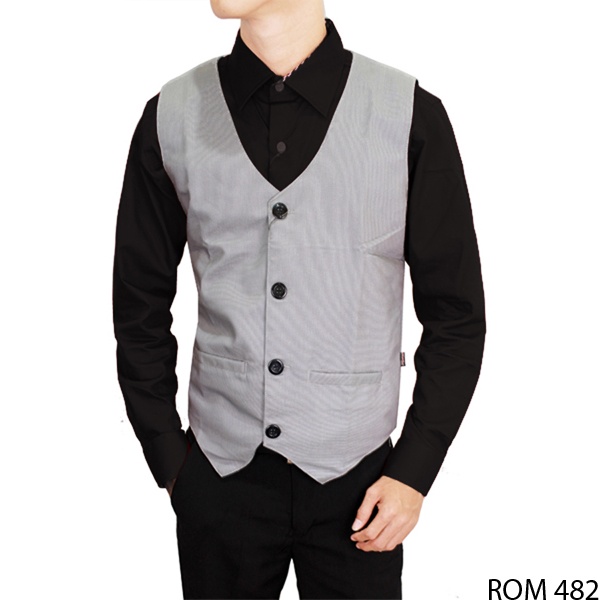 Rompi Vest Pria Katun Abu Muda - ROM 435