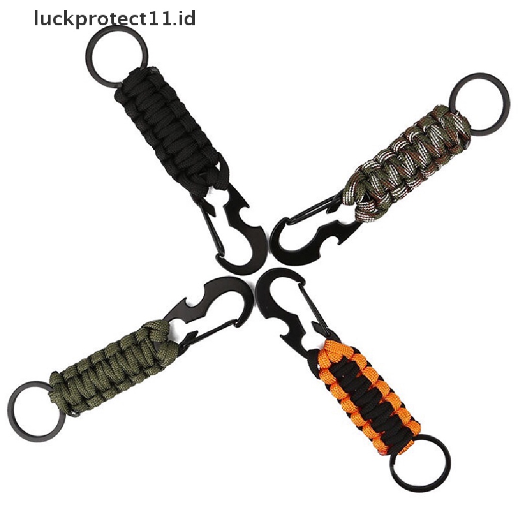 /Fashion Hot// Fashion// Outdoor Camping Carabinar Paracord Gantungan Kunci Tali Klip Pengait Pembuka Botol Camo.