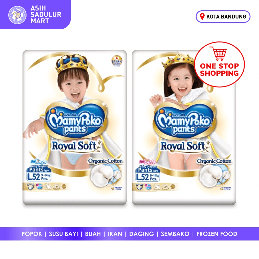 Mamypoko Royal Soft L52 Boys Girls Popok Bayi Murah Promo Bandung