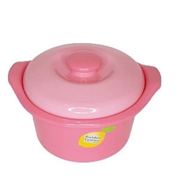 Mangkok Golden Lemon Wadah Saji / Tempat Makanan / Basi Tutup Bulat Pink
