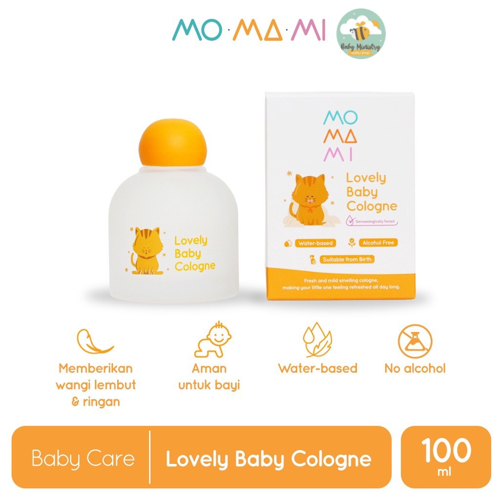 MOMAMI LOVELY BABY COLOGNE 100ML (0M+) - Parfum HALAL anak bayi baru lahir / Tanpa alkohol / Tahan lama / Parfum anak bayi / parfum non alkohol / water based / wangi dan lembut / tidak merusak warna baju