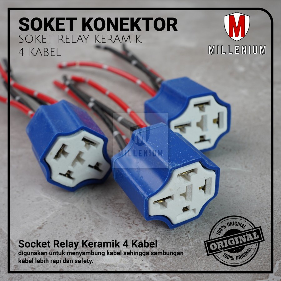 SOCKET CABLE RELAY CERAMIC - SOKET RELAY KLAKSON &amp; LAMPU KAKI 4 KABEL BAHAN KERAMIK