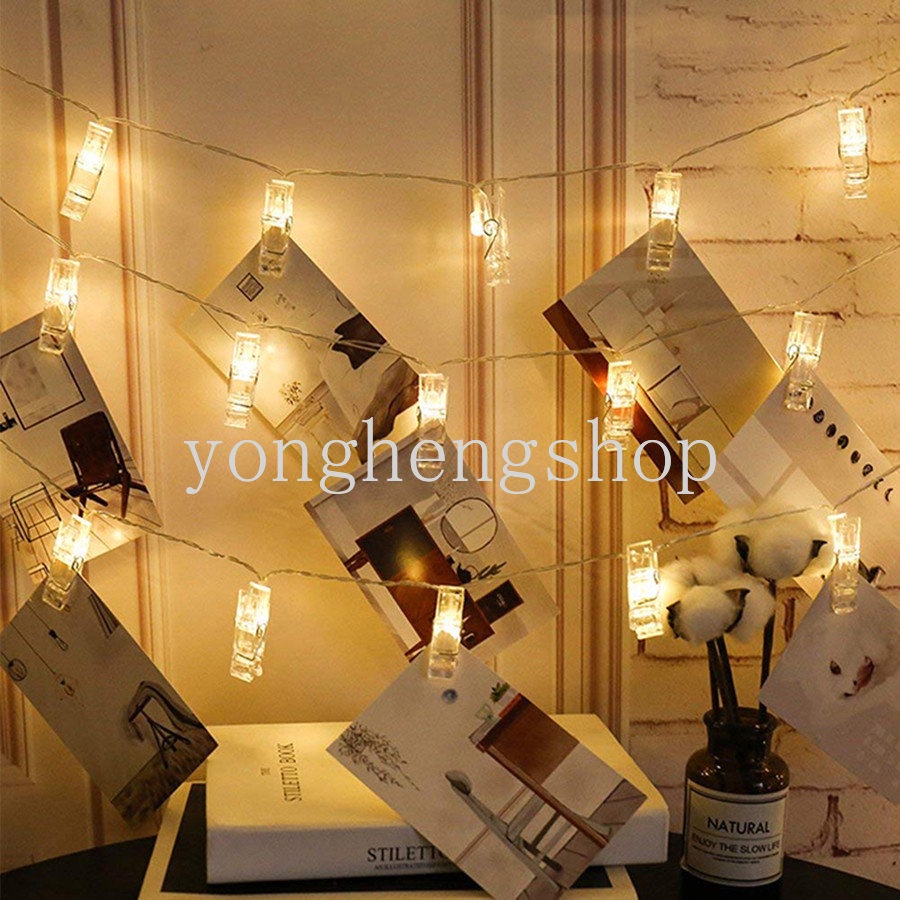 Kreatif Lampu String LED Dengan Klip Foto Lampu Gantung Snowflake Unicorn Berbentuk Bunga Peri Cahaya Valentine Hari Pernikahan Lamaran Xmas Pesta Dekorasi Cahaya