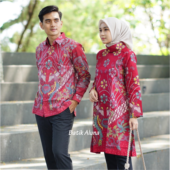 Baju Batik Couple Pasangan 2023 Terbaru Premium Batik Tunik Bahan Katun Prima BY FASHION BATIK ALUNA