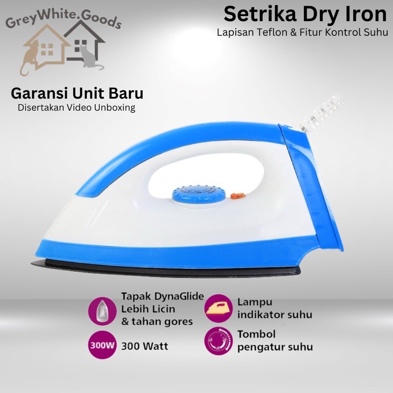 GW Setrika Dry Iron Stainless Hemat Daya Anti Gores