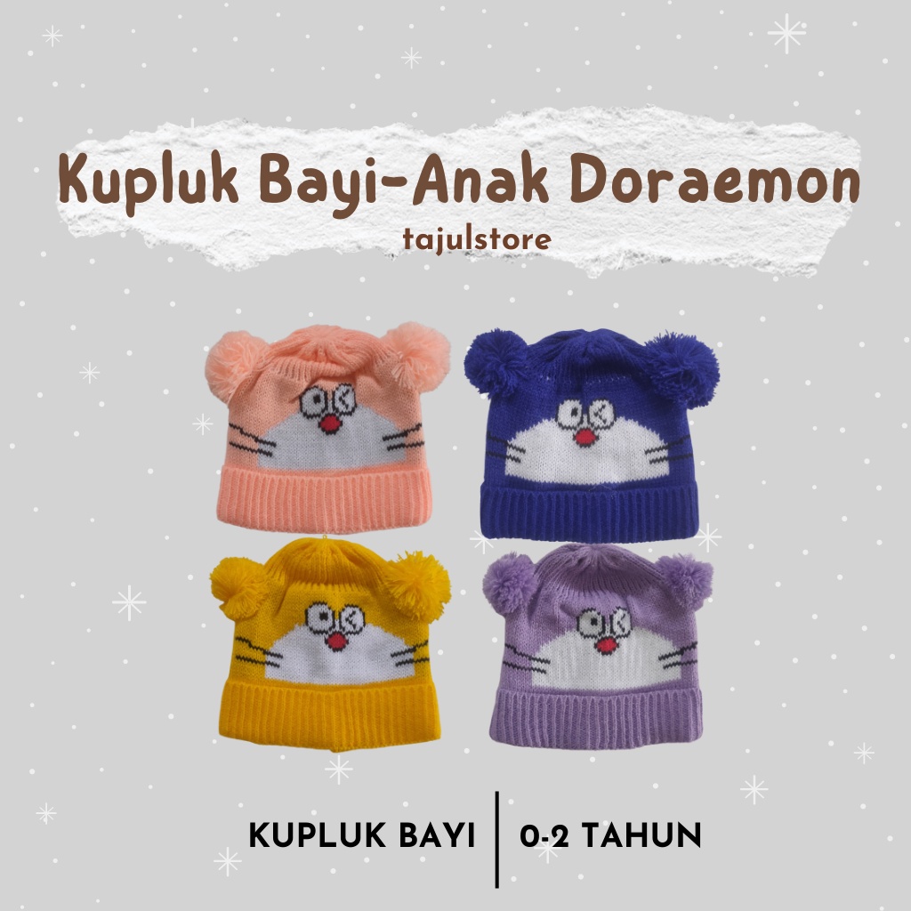 Kupluk Bayi-Anak Karakter Doraemon | Kupluk Bayi Rajut | Kupluk Bayi