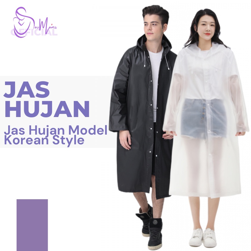 Jas Hujan Pria Wanita Dewasa Ponco Raincoat Transparan Lightweight Waterproof With Hood Terusan Polos Jashujan Mantel Mantol Jass Ujan Huja Hujn Hujam Korea Poncho Portable Unisex Transparant Korean Style Bening Murah Kancing